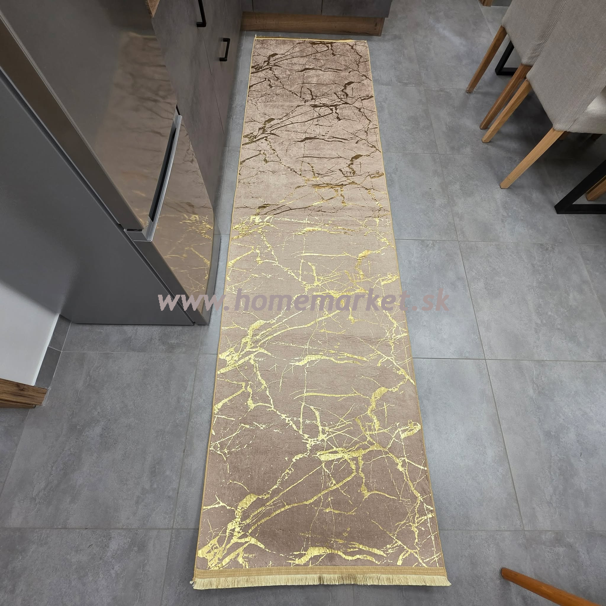 KOBERČEK BATUHAN 300 x 80 cm - VZOR MRAMOR - BÉŽOVÝ SO ZLATÝM